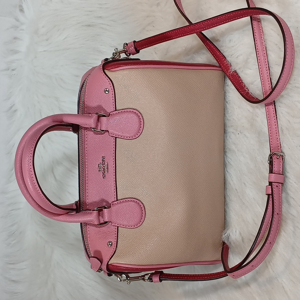 Coach Mini Bennett Satchel Pink and Cream Women's Handbag - Picture 2 of 10